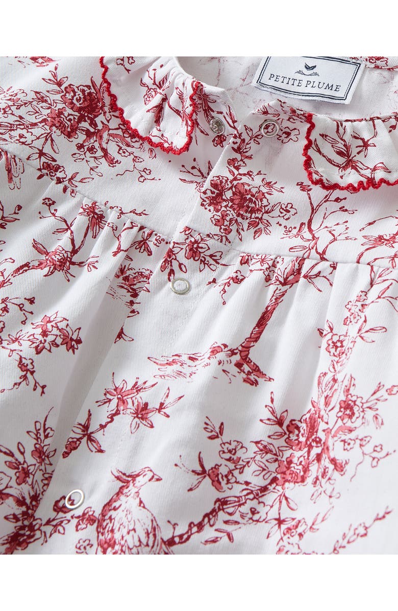 Petite Plume Madeline Twill Romper, Alternate, color, Red