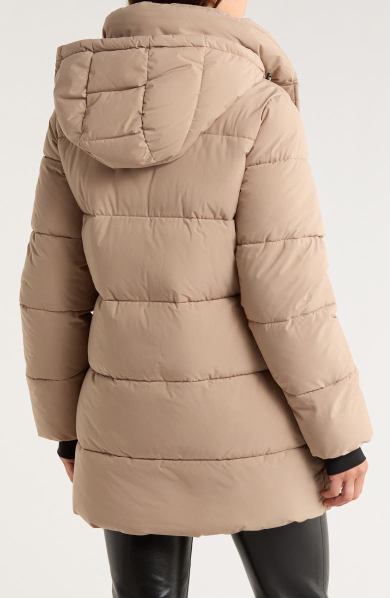 BCBGeneration Water Resistant Hooded Puffer Jacket, Alternate, color, Latte