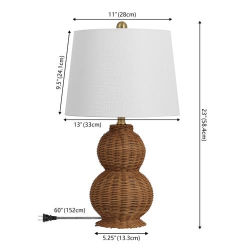 Jonathan Y Millie 23" Modern Coastal Woven Rattan Gourd Led Table Lamp In Brown