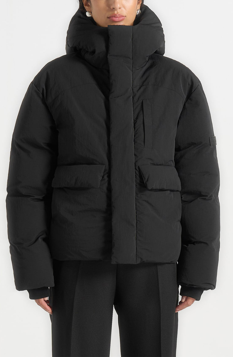 Manière De Voir Casey Unisex Minimal Raglan Puffer Jacket, Alternate, color, Black