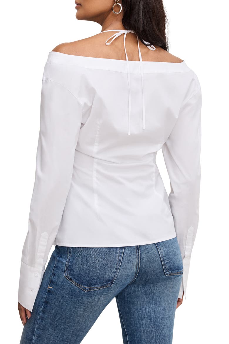 Poplin Off the Shoulder Top, Alternate, color, WHITE001