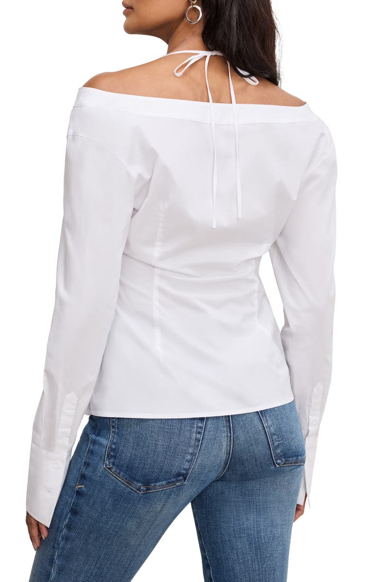 Good American Poplin Off the Shoulder Top, Alternate, color, White001