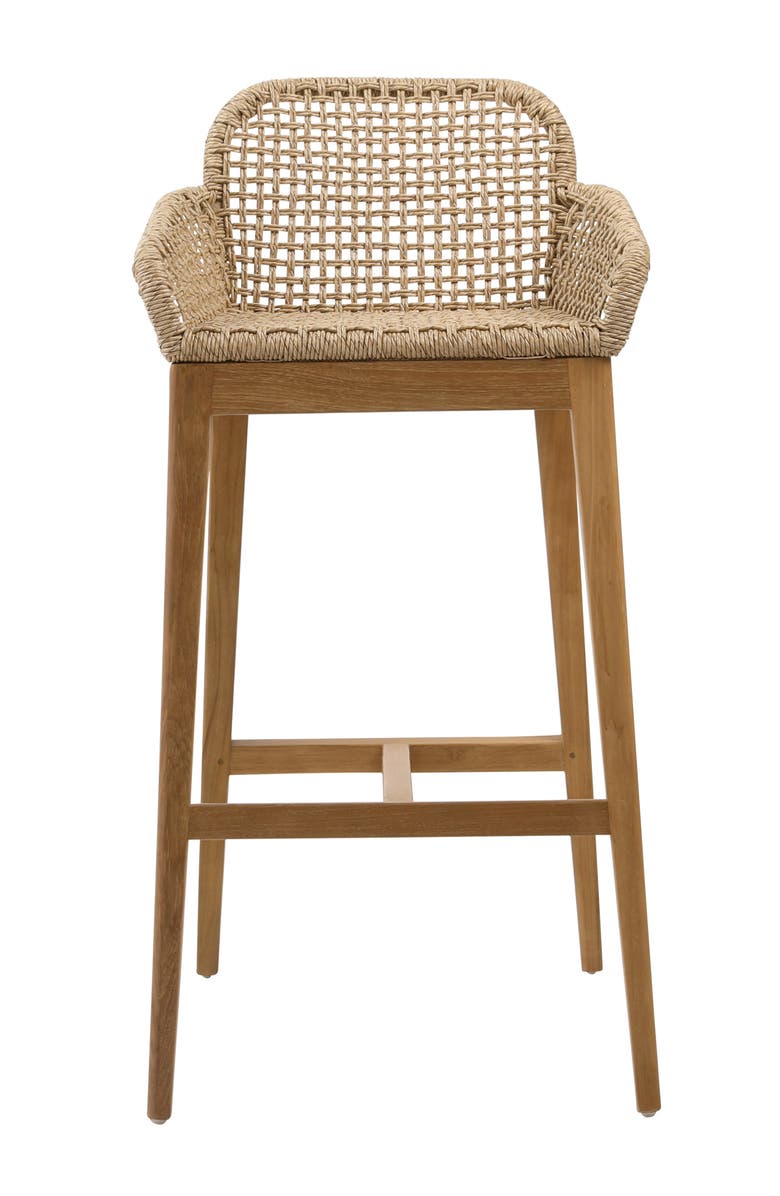 Dovetail Furniture Fiona Teak Wood & Woven Outdoor Bar Stool, Alternate, color, Natural