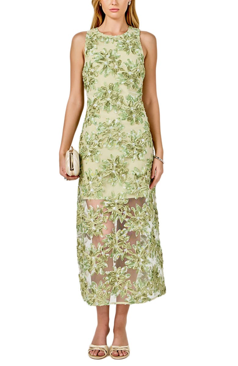 Endless Rose Texture Sleeveless Maxi Dress, Alternate, color, Sage