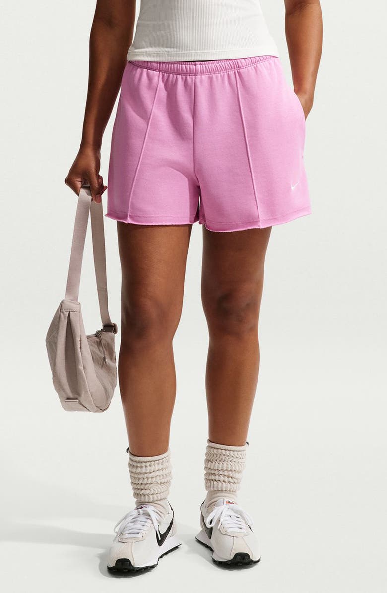 Nike Offline Chill Cotton Blend French Terry Shorts, Main, color, Light Magenta/ Sail
