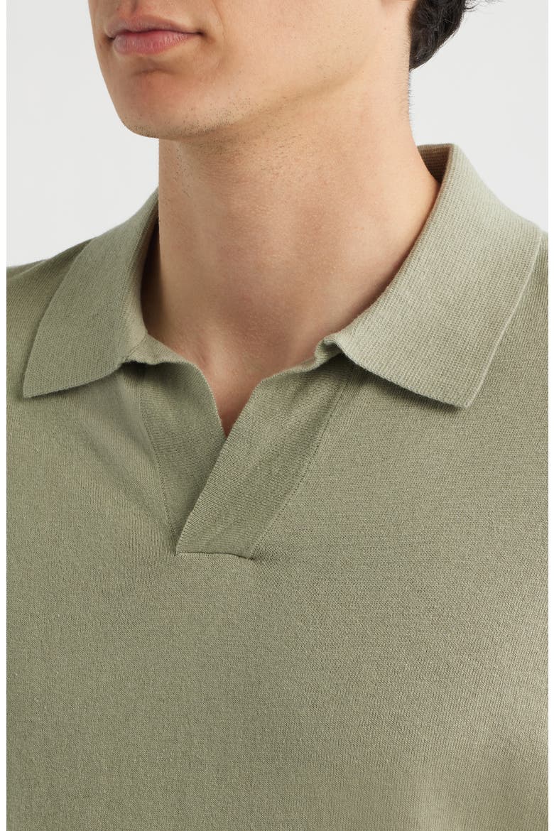 Ryan 6311 Cotton & Linen Johnny Collar Polo, Alternate, color, SAGE GREEN