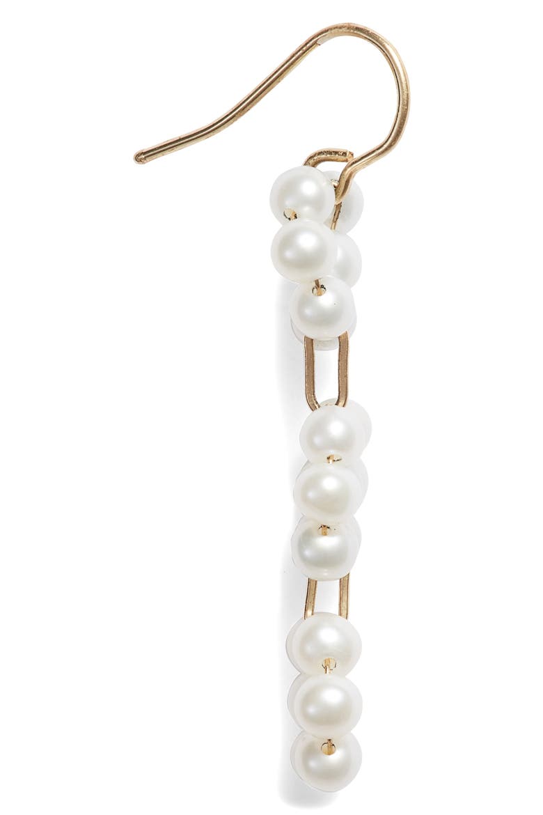 Triple Pearl Flower Drop Earrings, Alternate, color, YELLOW GOLD/ PEARL