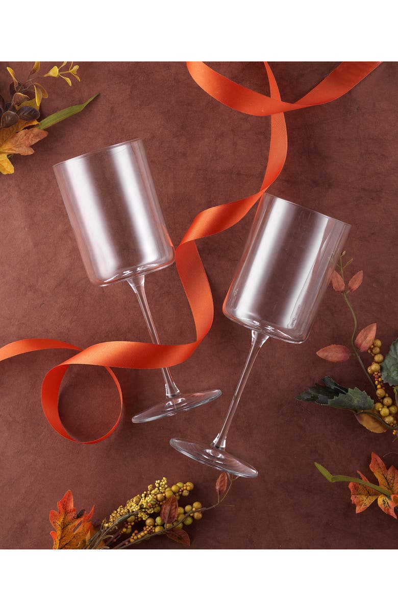 JoyJolt Claire Set of 2 Red Wine Glasses, Alternate, color, Clear