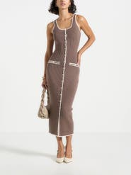 Manière De Voir Daphne Rib Knit Contrast Midaxi Dress
