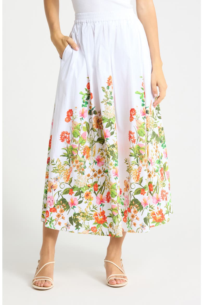 Floral Poplin Pull-On Skirt, Main, color, TRAILING BLOSSOMS