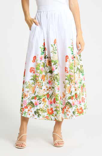 Floral Poplin Pull-On Skirt