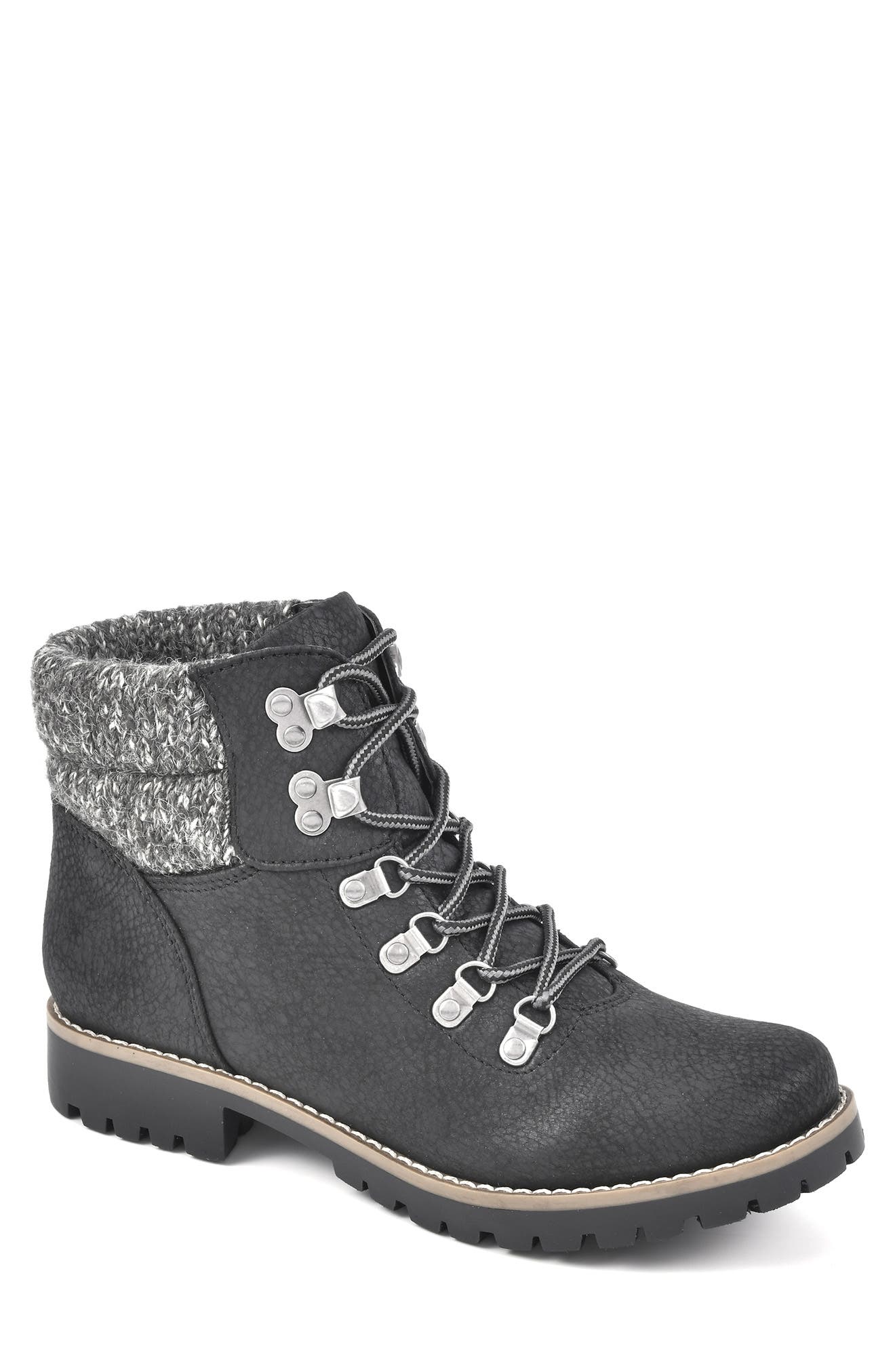 CLIFFS BY WHITE MOUNTAIN Pathfield Knit Collar Lace-Up Boot
