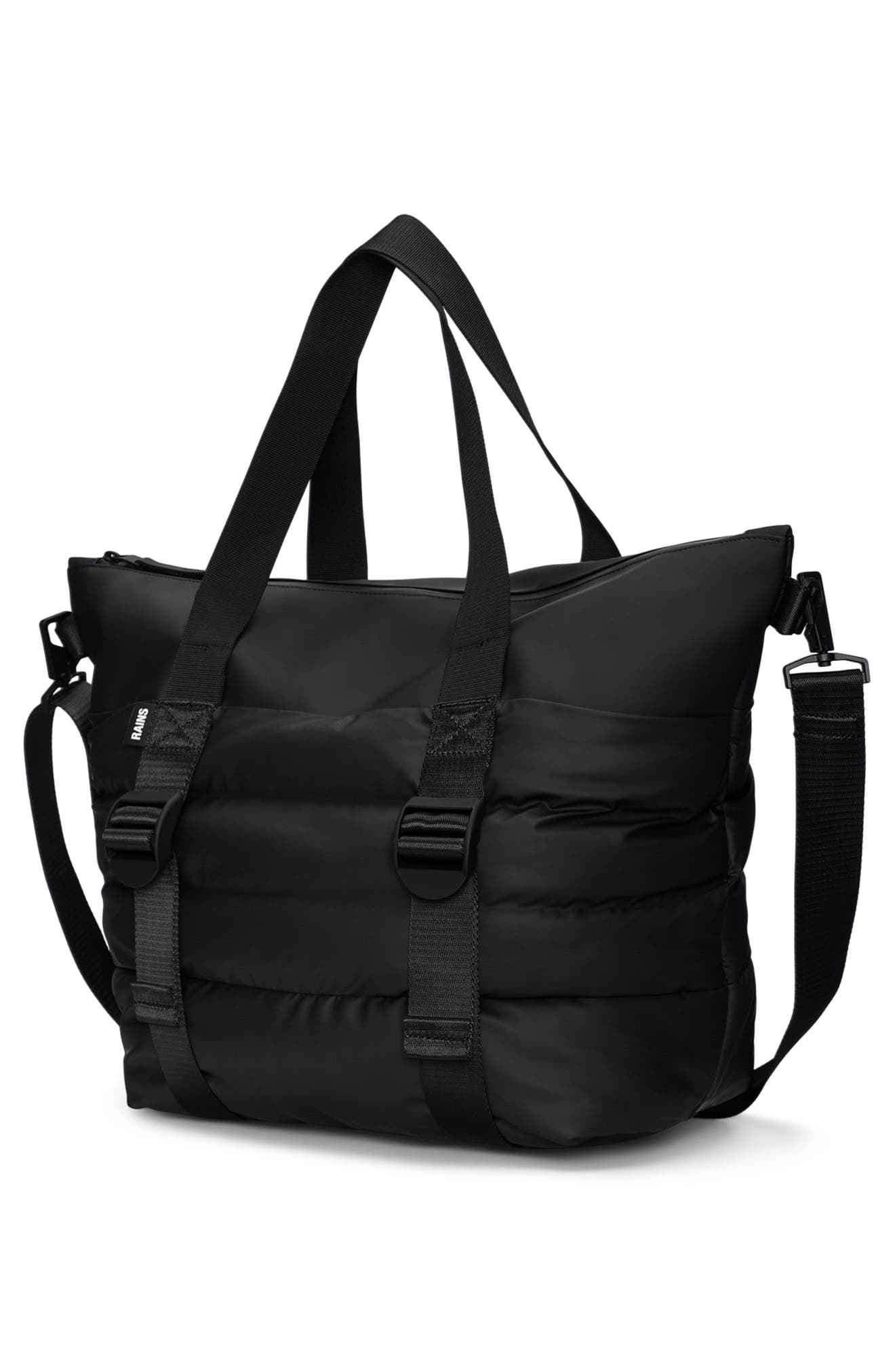 Rains Mini Puffer Mix Tote Bag, Alternate, color, Black