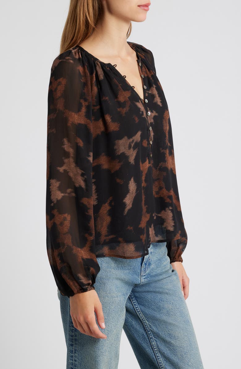 Rails Indi Printed Balloon Sleeve Top, Alternate, color, Diffused Sandstone