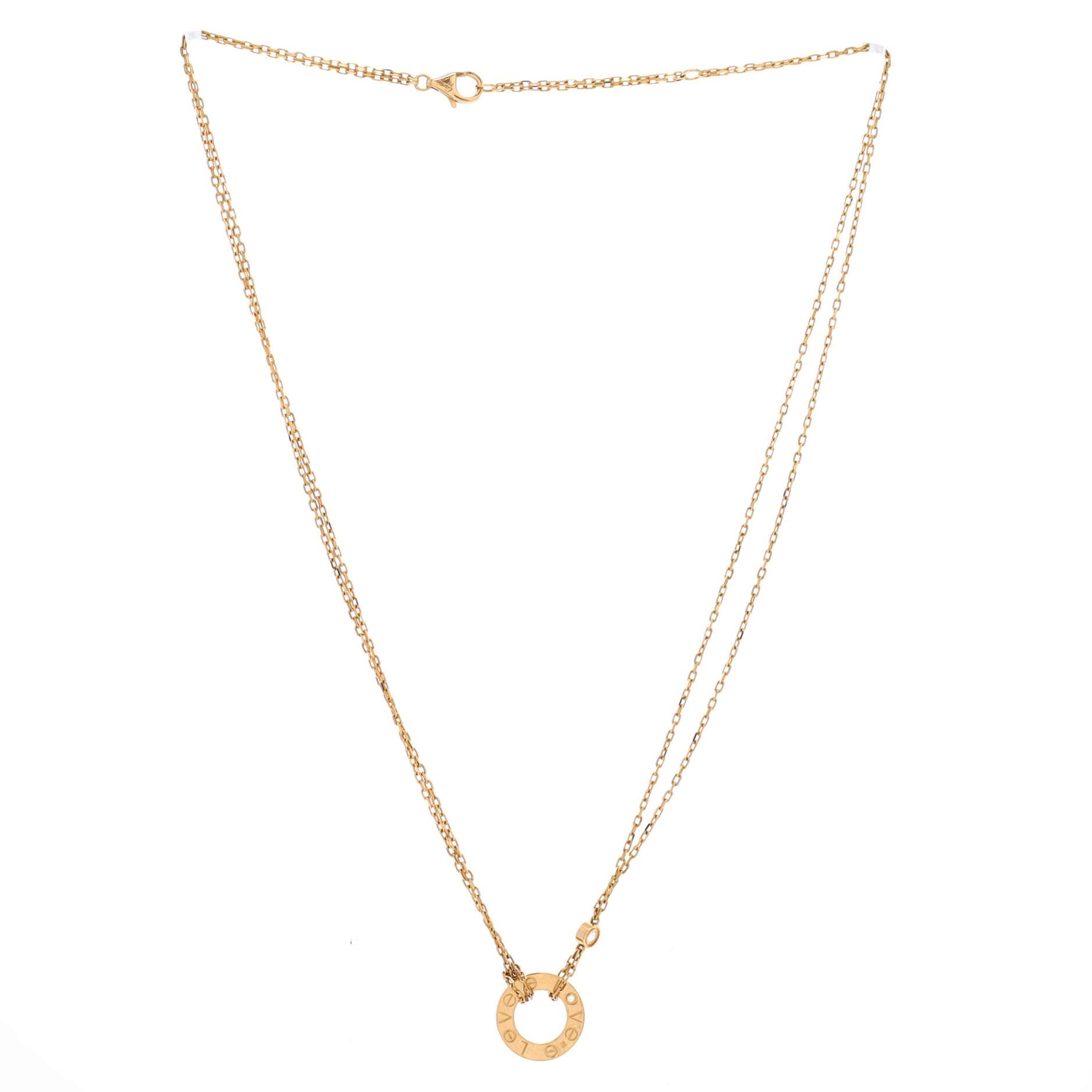 2 Diamonds Love Pendant Necklace 18K Yellow Gold and Diamonds, Alternate, color, Metallic Gold