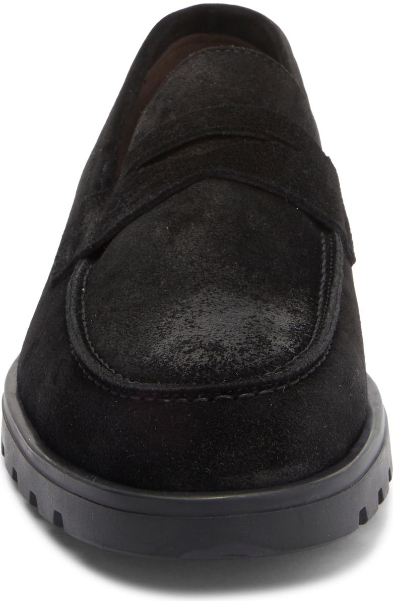 TO BOOT NEW YORK Orman Lug Sole Penny Loafer, Alternate, color, Waxed Suede Black