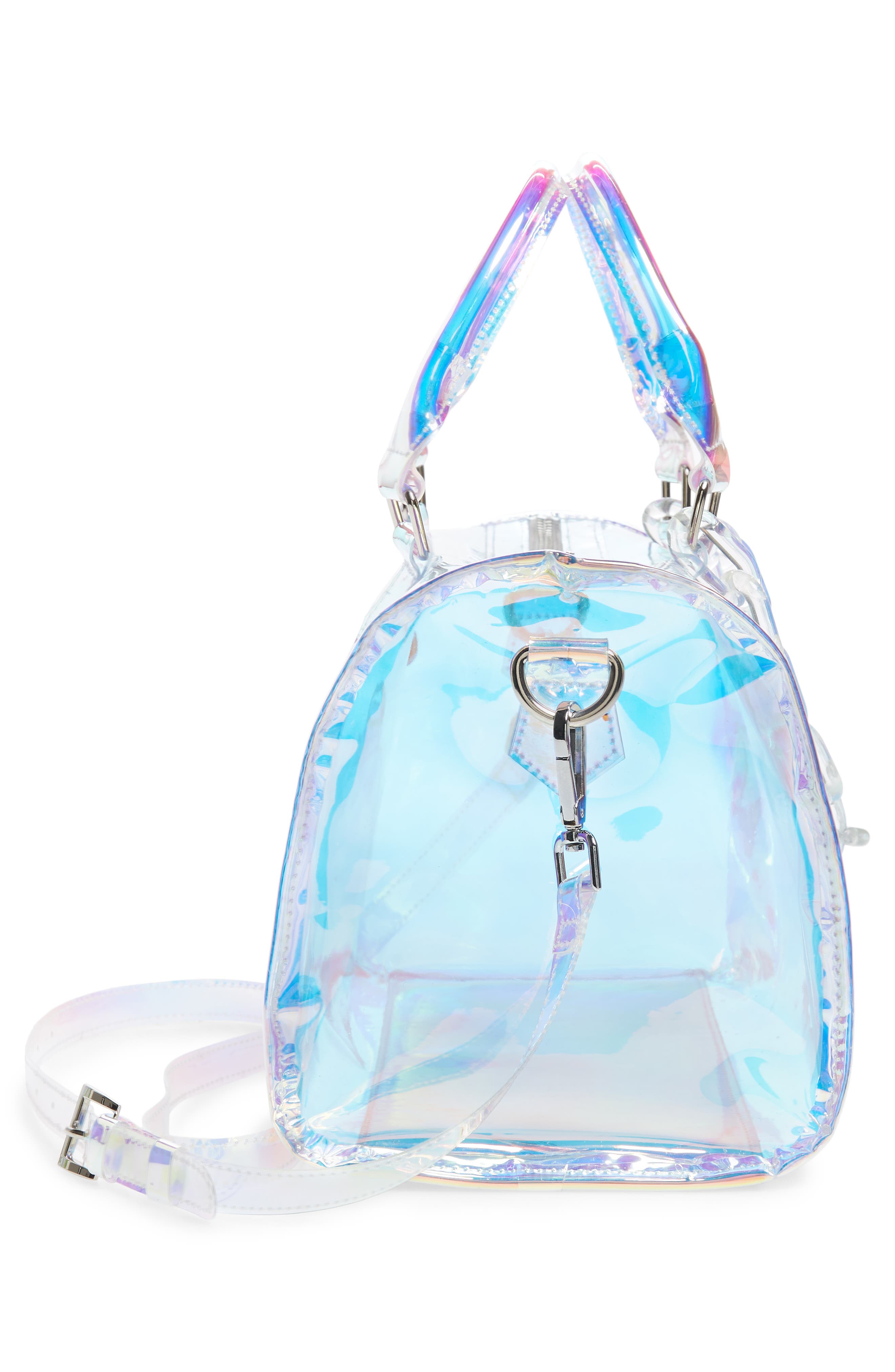 Translucent Iridescent Barrel Bag, Alternate, color, HOLOGRAM