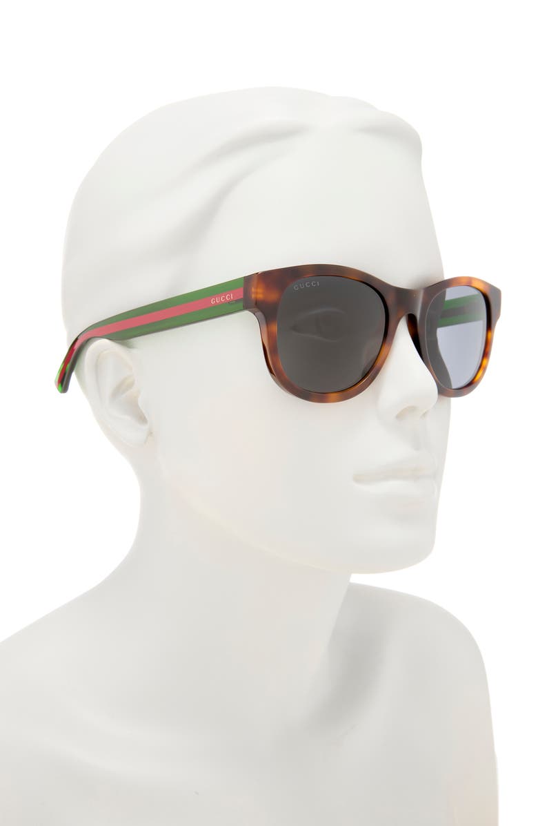 Gucci 52mm Square Sunglasses, Alternate, color, Havana Green Grey