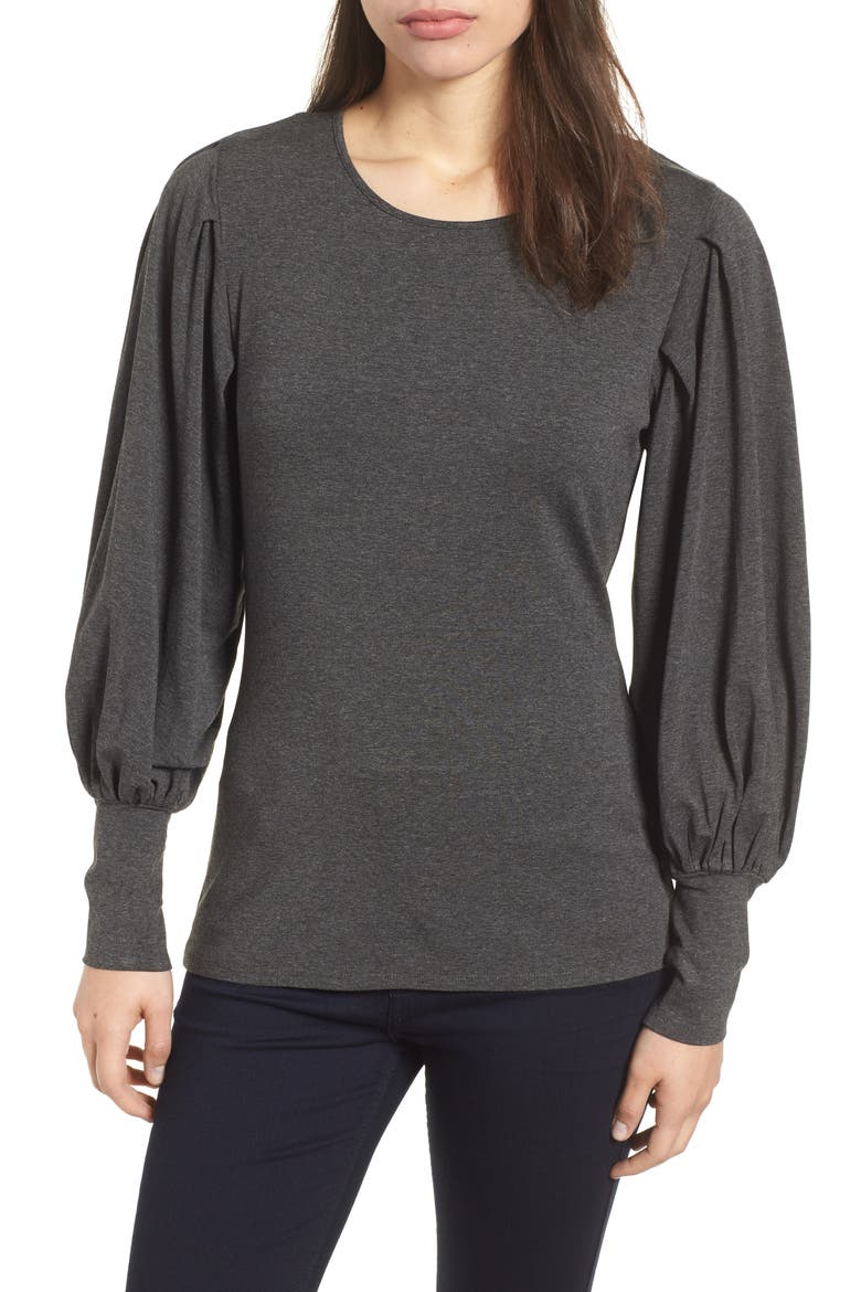 Bubble Drama Sleeve Tee, Main, color, MEDIUM HEATHER GREY