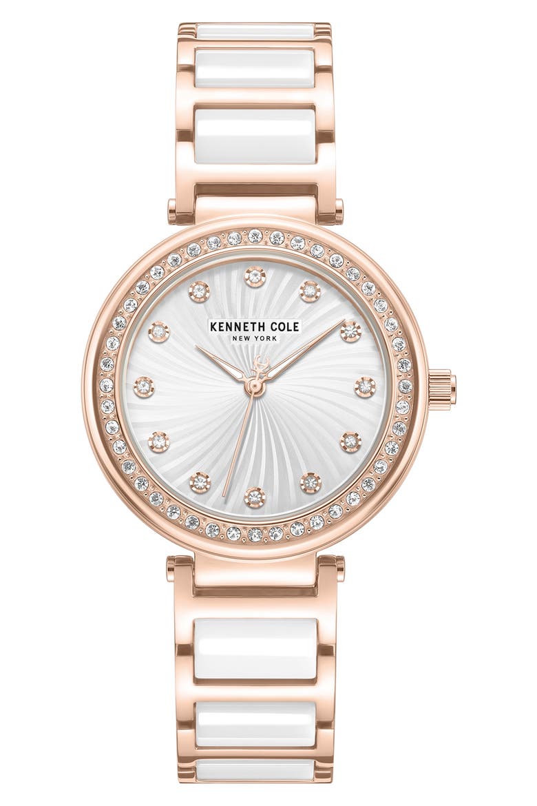 Classic Crystal Bracelet Watch, 34mm, Main, color, WHITE