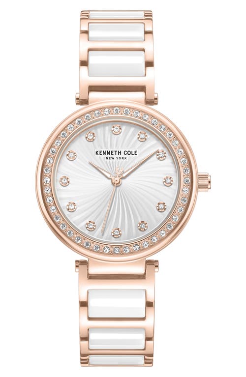 Kenneth Cole New York Classic Crystal Bracelet Watch, 34mm In White