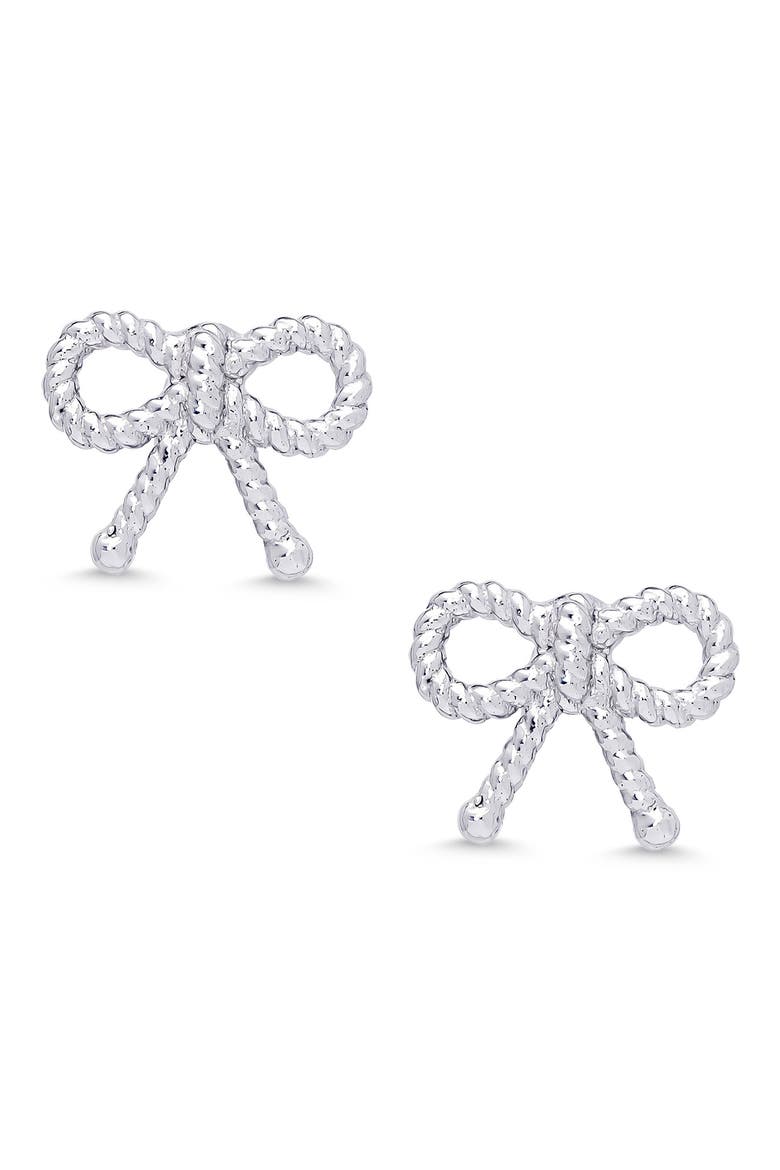 Kids' Bow Twist Stud Earrings, Main, color, SILVER