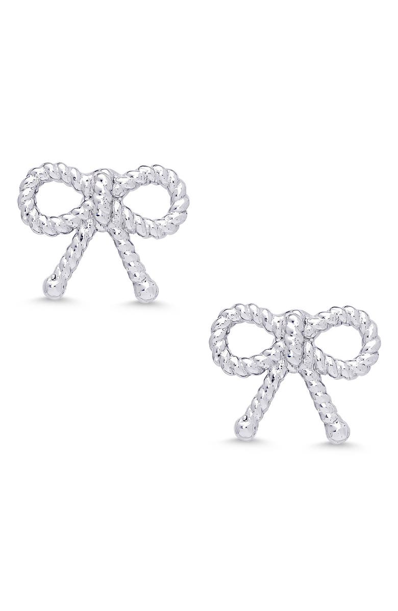 Lily Nily Kids' Bow Twist Stud Earrings, Main, color, Silver