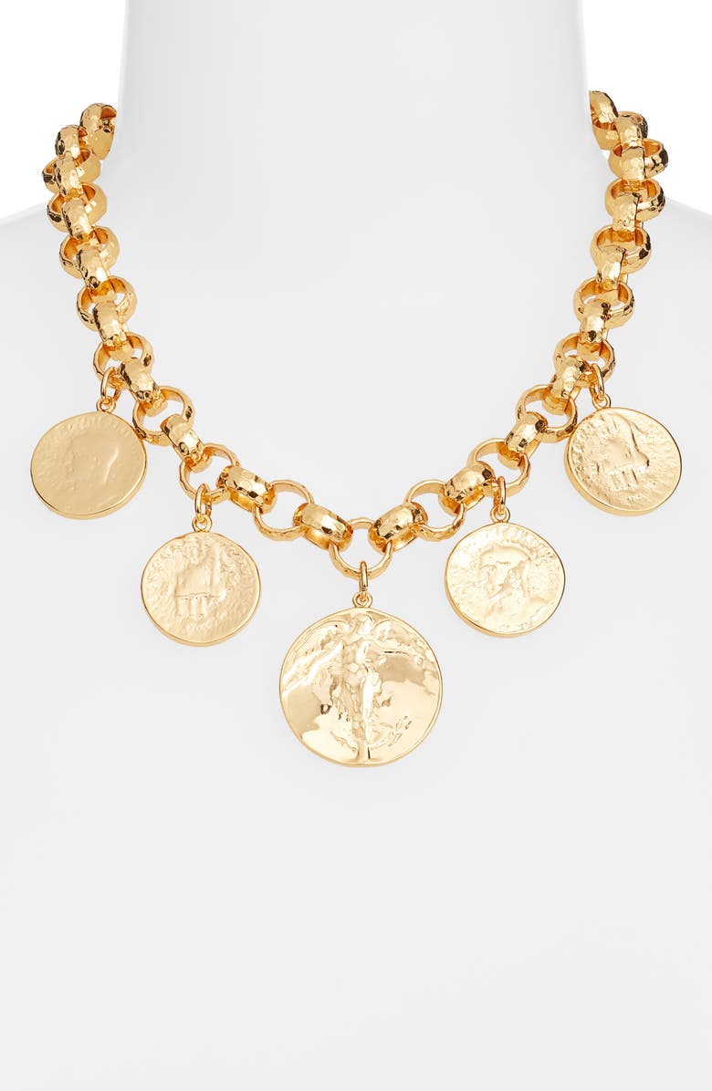 NEST Jewelry Coin Drop Rolo Chain Necklace, Alternate, color, Gold