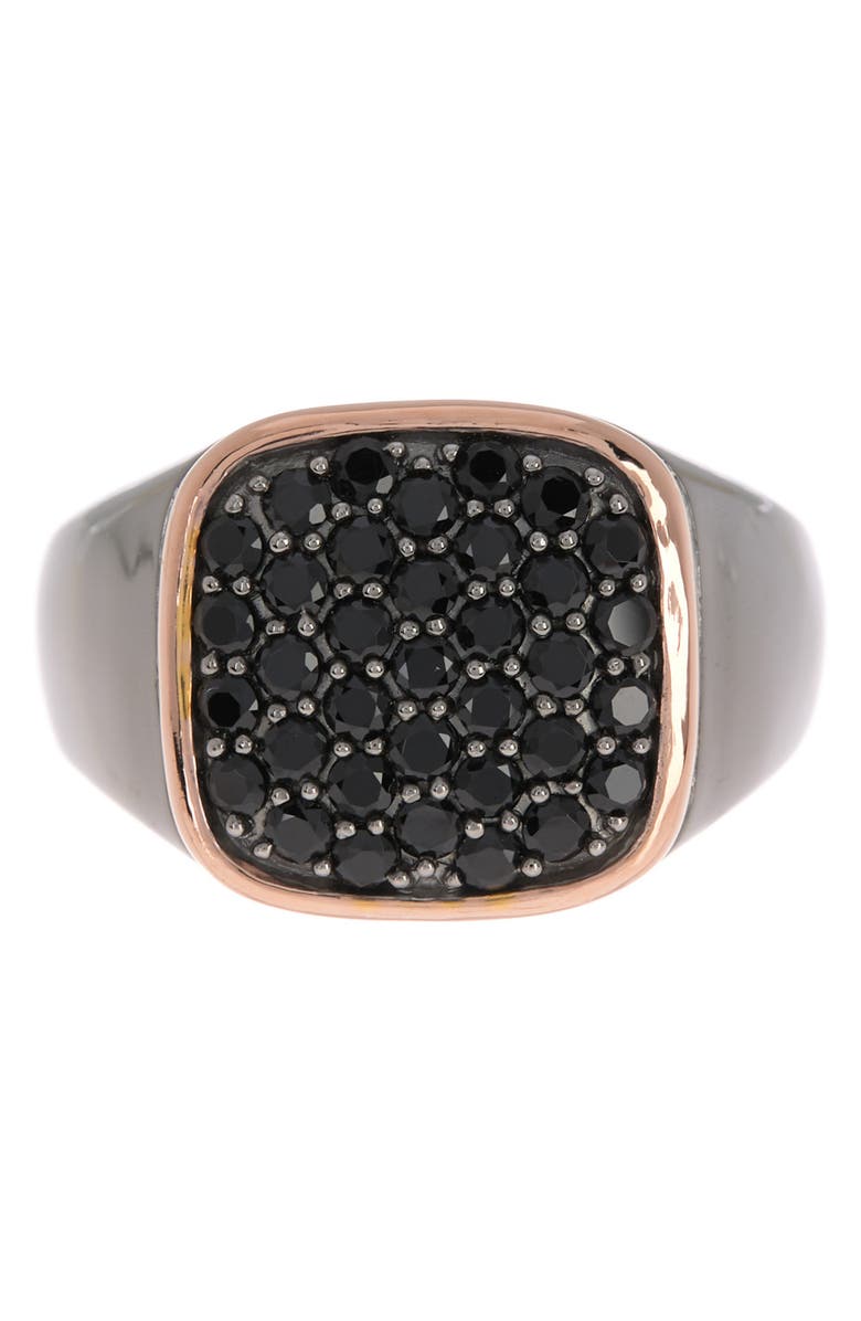 EFFY Sterling Silver Pavé Black Onyx Signet Ring, Main, color,
