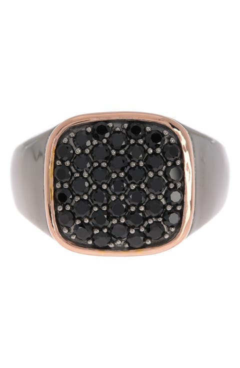 Sterling Silver Pavé Black Onyx Signet Ring