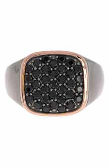 EFFY Sterling Silver Pavé Black Onyx Signet Ring