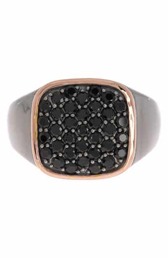 EFFY Sterling Silver Pavé Black Onyx Signet Ring