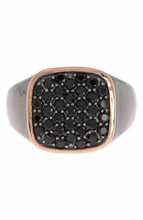 EFFY Sterling Silver Pavé Black Onyx Signet Ring