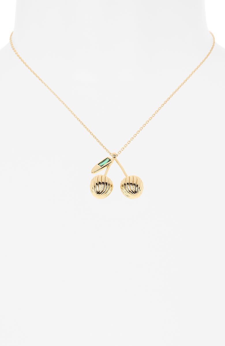 Ettika Sweet Cherry Pendant Necklace, Main, color, Green