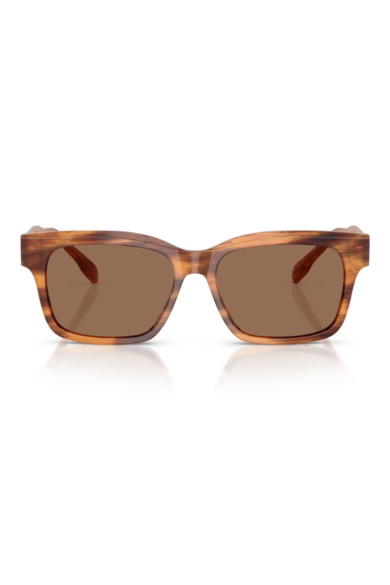55mm Rectangular Sunglasses, Main, color, HONEY WOOD / DARK BROWN