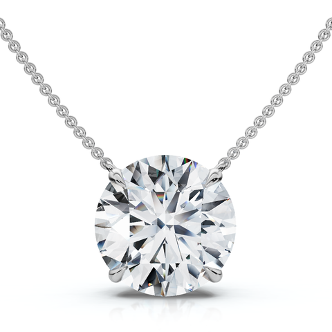 Certified 3Ct Floating Diamond Solitaire Pendant 14k Gold 18" Necklace Lab Grown