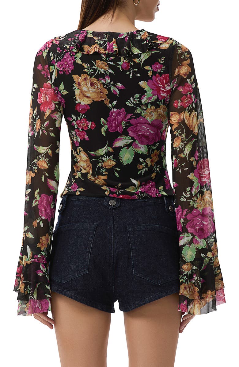 AFRM Cadence Lace-Up Long Sleeve Top, Alternate, color, Dusted Floral