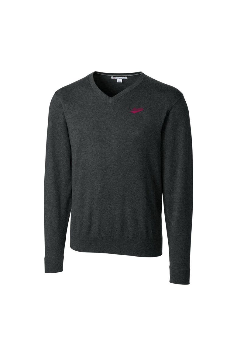 Men's Cutter & Buck Heather Charcoal New Mexico State Aggies Lakemont Tri-Blend Big & Tall V-Neck Pullover Sweater, Alternate, color, Heather Charcoal