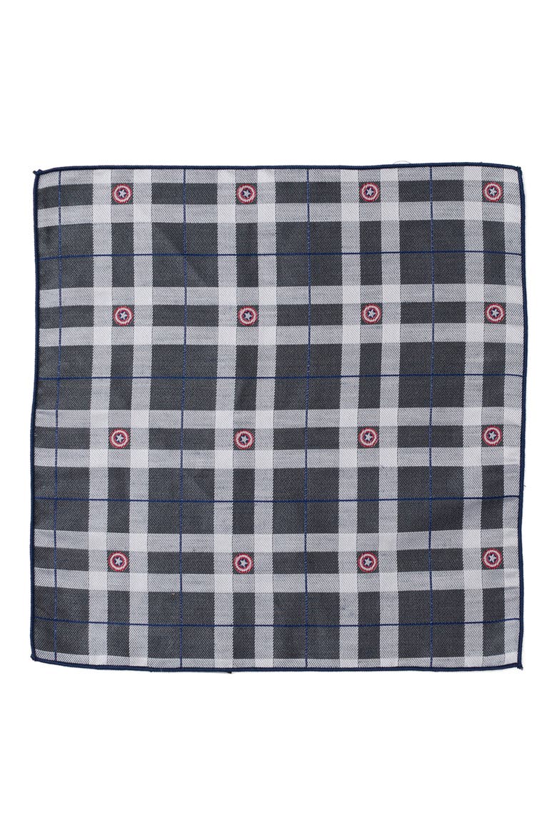 Marvel Captain America Plaid Silk Pocket Square, Alternate, color, GRAY