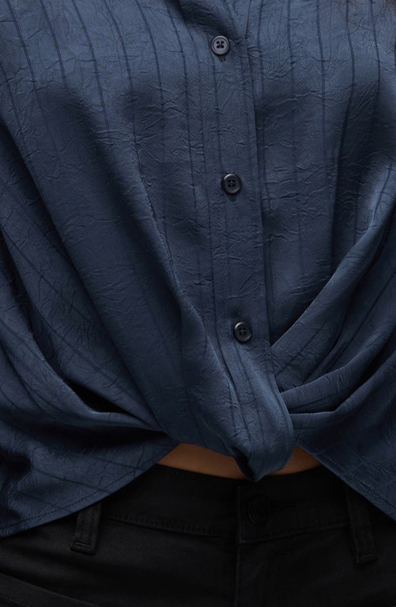 Hudson Jeans Knot Front Button-Down Shirt, Alternate, color, Navy