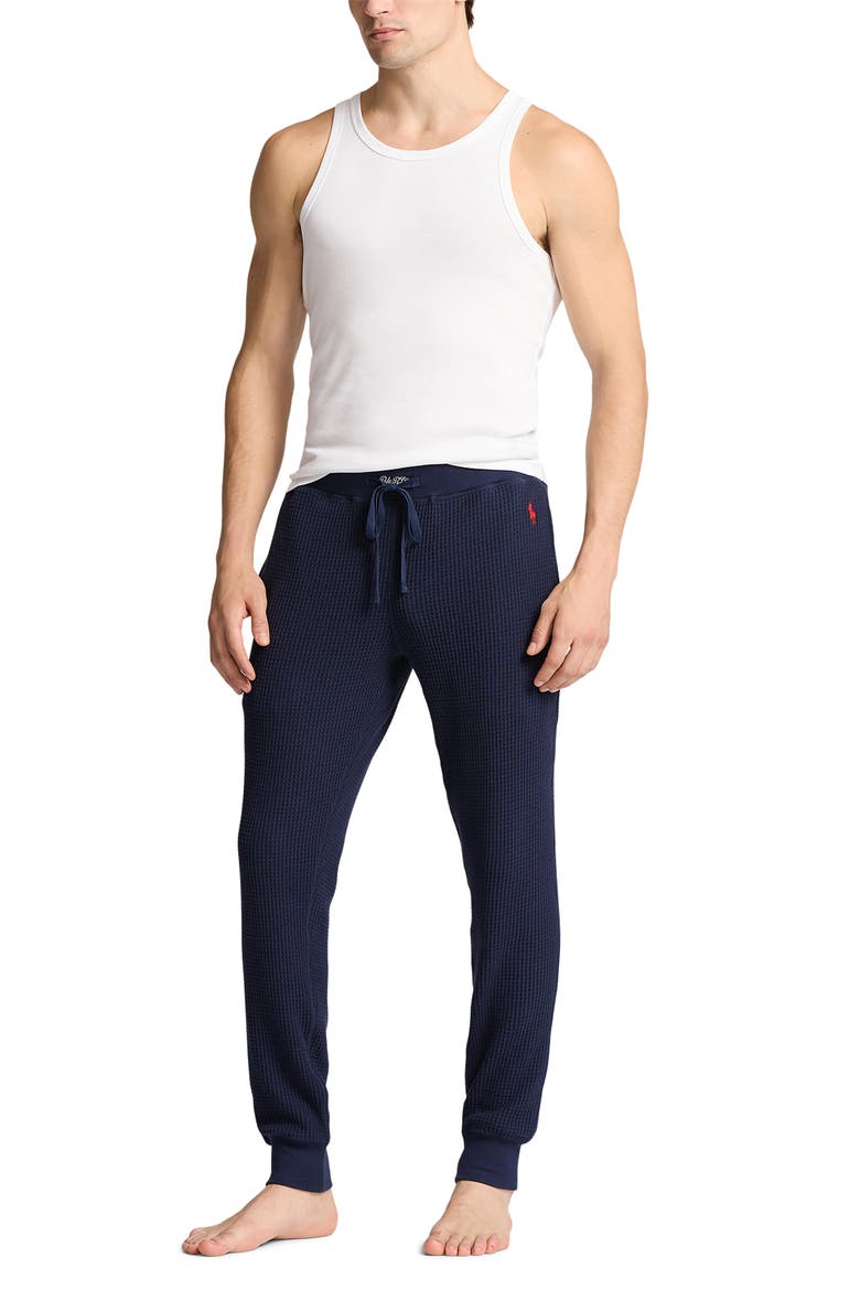 Waffle Cotton Blend Pajama Joggers, Alternate, color, CRUISE NAVY