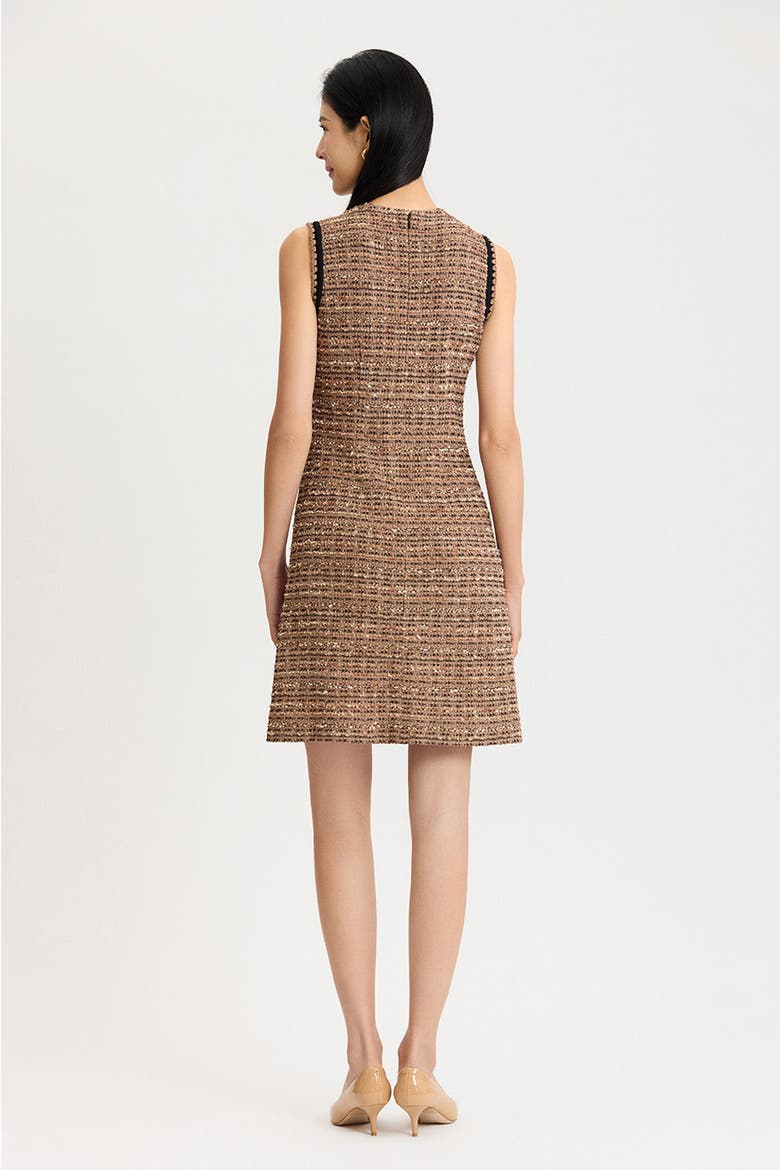 A-Line Eyelash Tweed Knit Dress, Alternate, color, Warm Taupe/Black