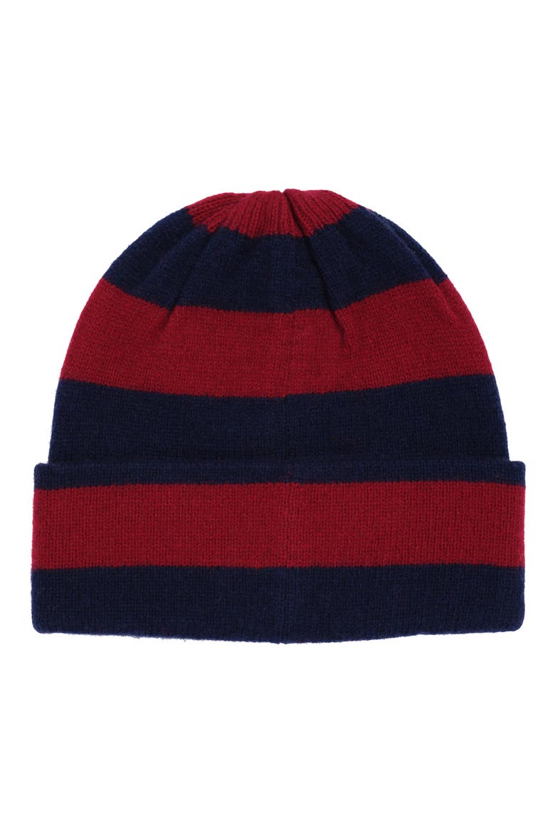 Rugby Striped Merino Wool Blend Beanie, Alternate, color, NAVY/ RED