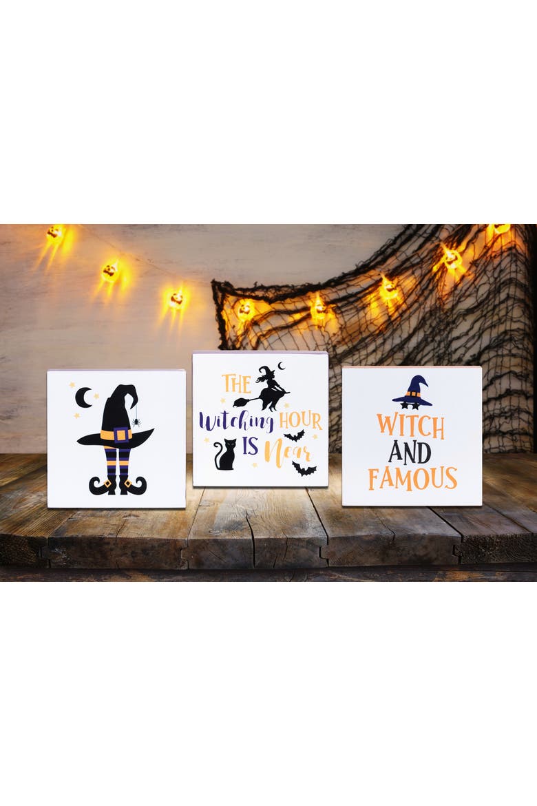 Witchy Hat Shelf Sitter Blocks Set of 3, Alternate, color, Purple