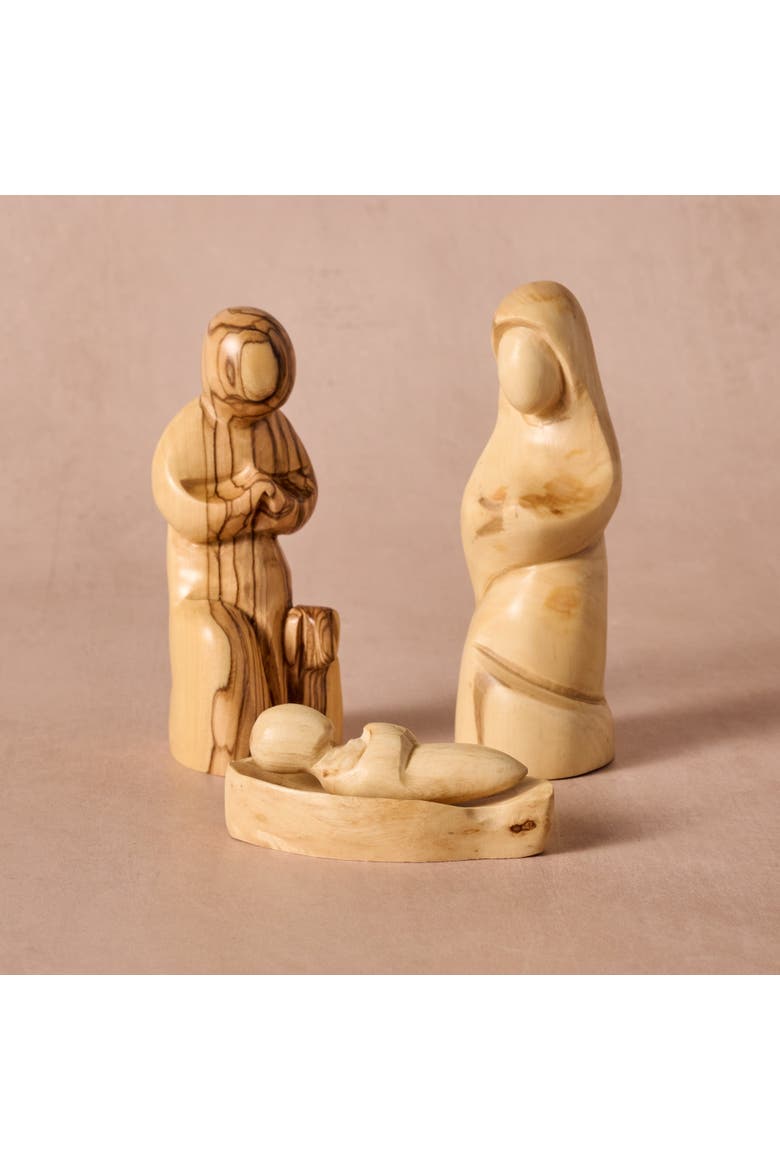 Carved Wood Nativity, Alternate, color, Olive