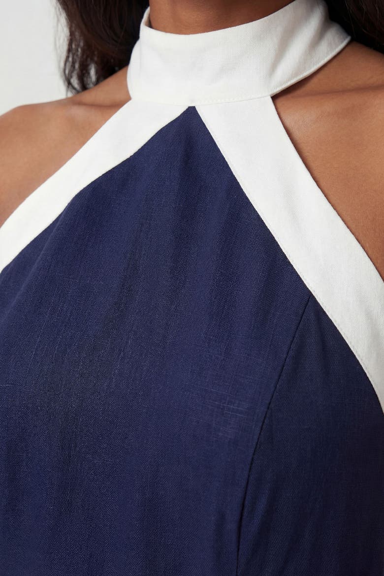 Linen Halter Maxi Dress, Alternate, color, Navy