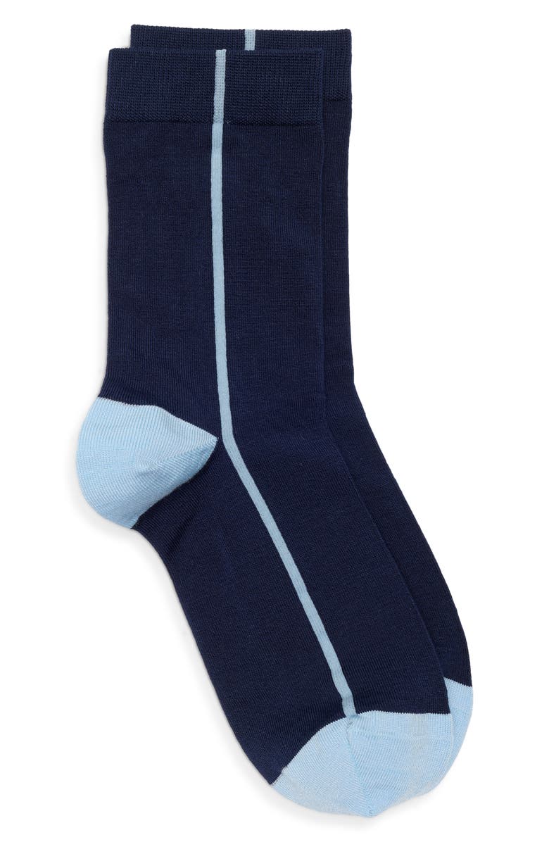 Nordstrom Everyday Flat Knit Crew Socks, Alternate, color, Navy Peacoat