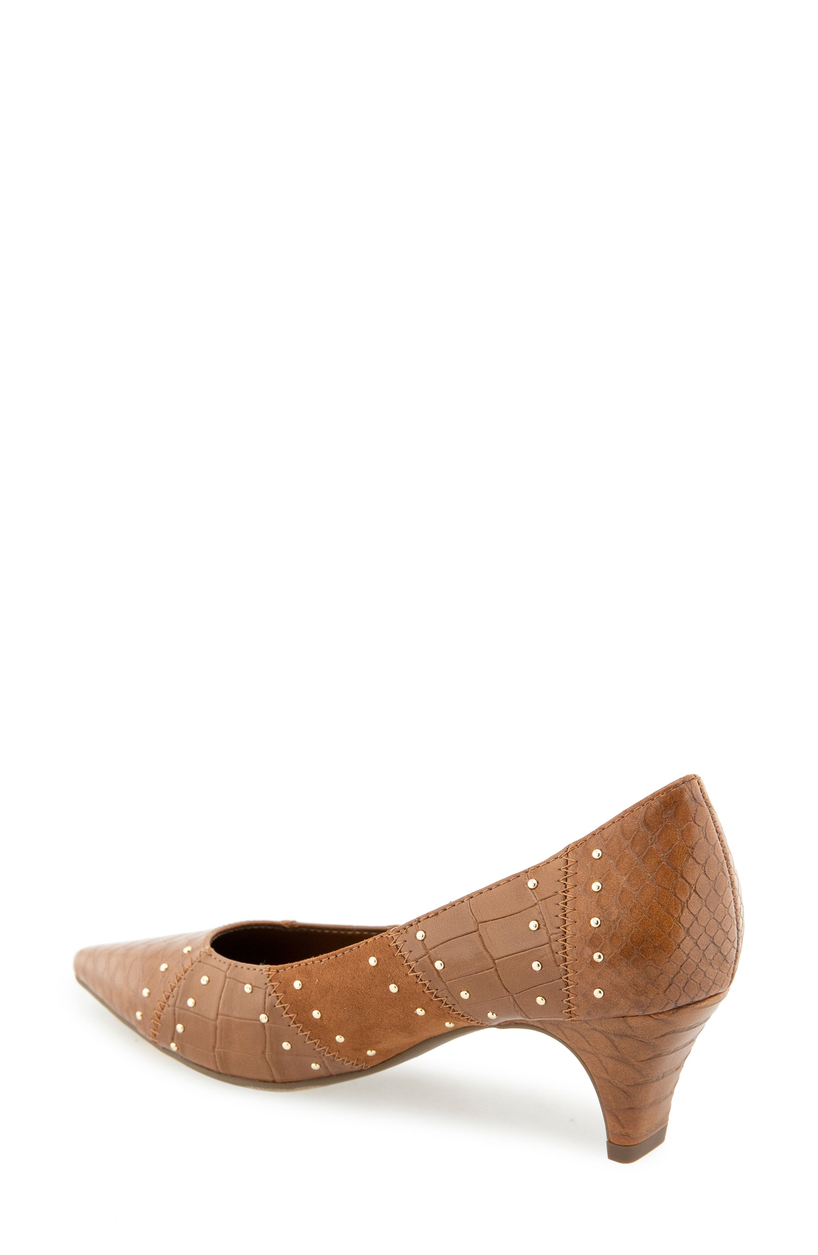 Mandy Croc Embossed Faux Leather Pump, Alternate, color, CARAMEL CROCO