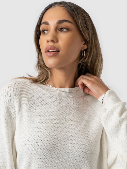 Saint + Sofia Diamond Knit Sweater In White