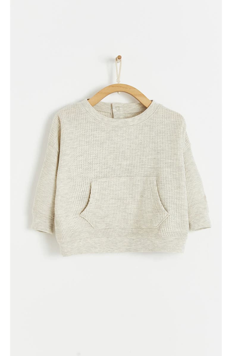 Babycottons Waffle Sweatshirt for Infant, Main, color, Grey/Melange